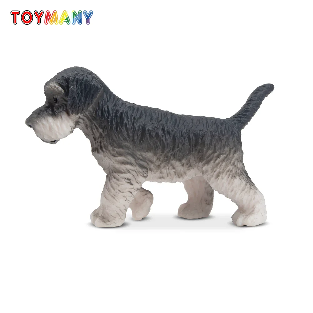 Фото Toymany моделирование стоящий серый шнауцер щенок домашнее животное модель игрушки мини-фигурки собак куклы фигурки игрушки детский подарок №1