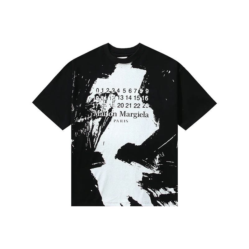 

Maison Margiela T-shirts Men's Women's Summer Fashion 23FW MM6 Ink Splash Paint Print Oversized Pullover Short Sleeve Tops Tees