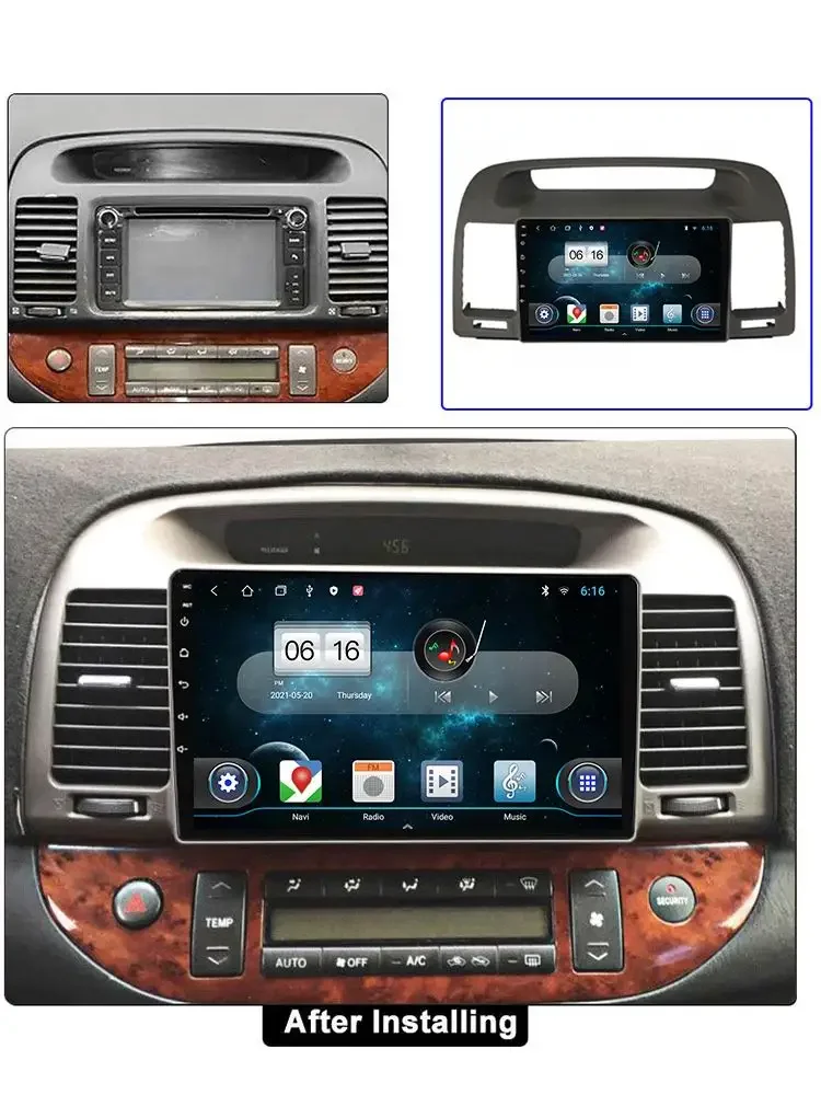 2 din android радио 9 дюймов мультимедийный видеоплеер для Camry 5 VX 30 2001 - 2006 gps навигация