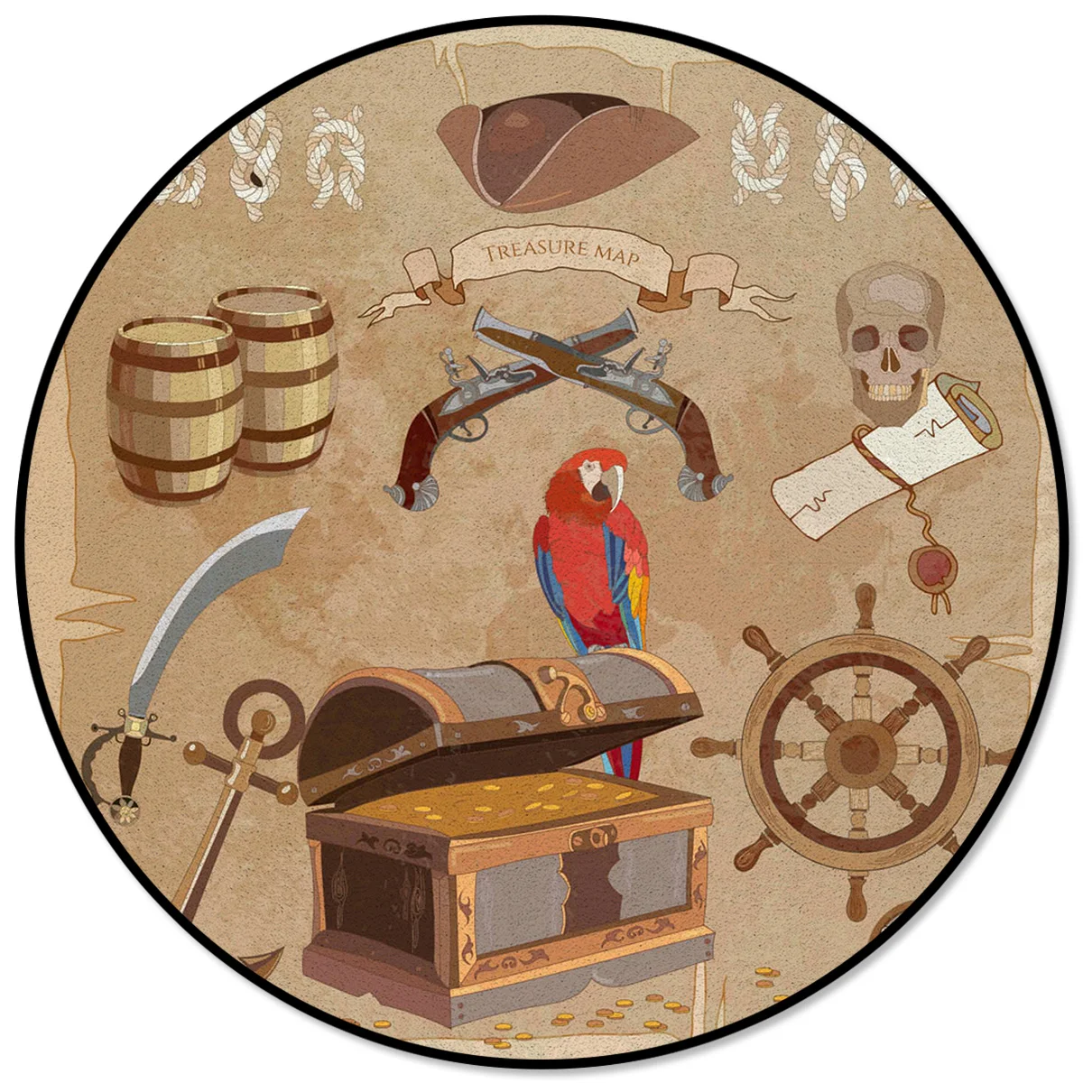 

Pirate Parrot Treasure Chest Carpets For Living Room Home Decor Rugs For Bedroom Floor Mat Decoration Anti Slip Rugs