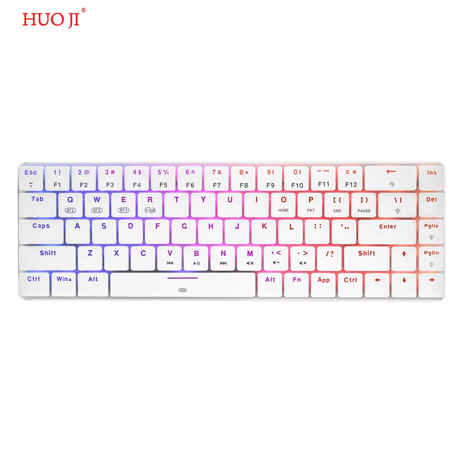 

HUOJI CQ009 69 Key Mini Mechanical Gaming Keyboard Bluetooth Wired Dual Mode Low Profile RGB Backlit for PC Laptop Smartphone