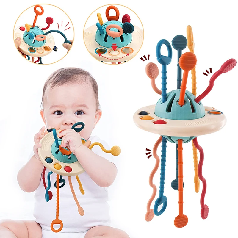 

3 in 1 Montessori Pull String Baby Toys 1 2 3 Years Sensory Teething Toys For Babies Development Baby Games Toys 6 12 Months