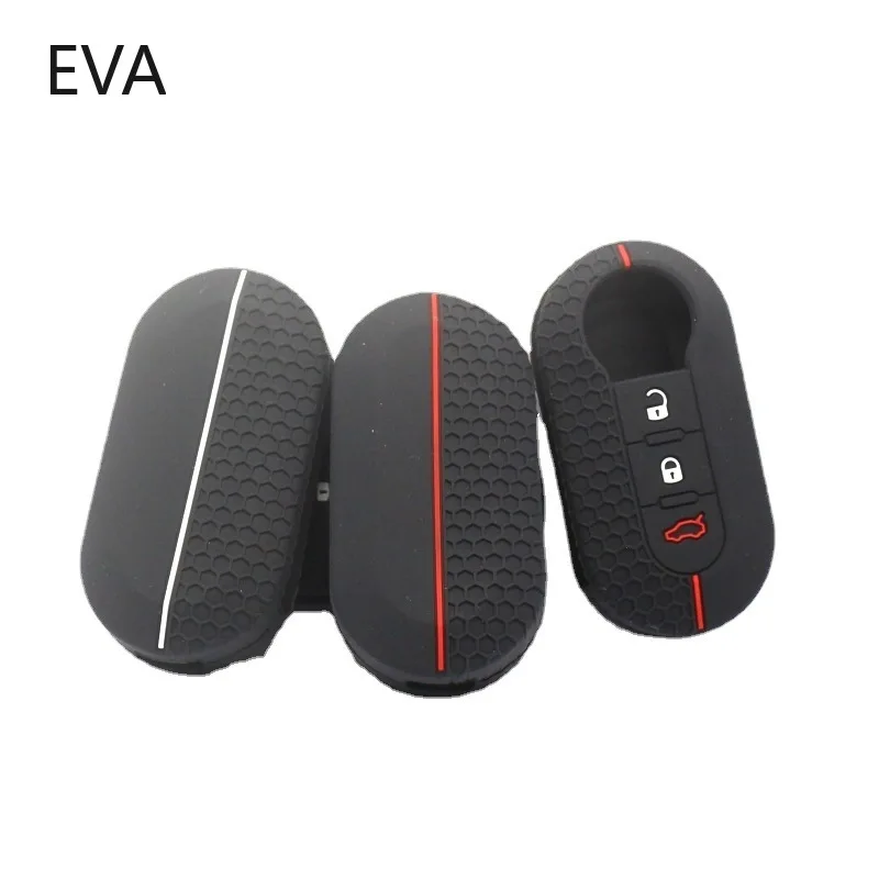 

Silicone Car Remote Key Case FOB Cover Set Bag for Fiat 500 Boyue Key Case Soft Rubber Key Cover Folding Case Auto Accessories
