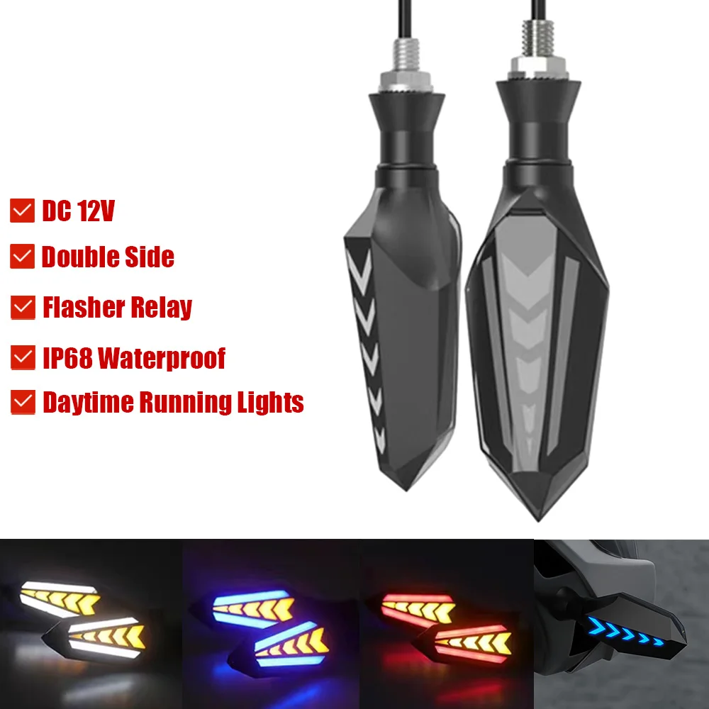 

Turn Signals Motorcycle LED 12V Double Side Built-in Relay Flashing Blinker Indicators Flasher Moto Warning Tail Lights DRL Lamp