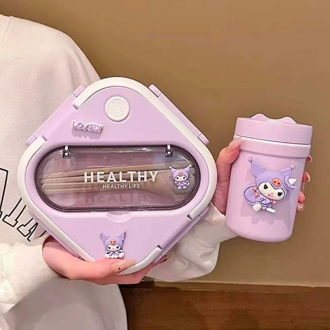 

Sanrio Kuromi HelloKitt Kawaii Workable Microwaveable Lunch Box Sealed Lunch Box Lunch Box Student Lunch Box Christmas Best Gift