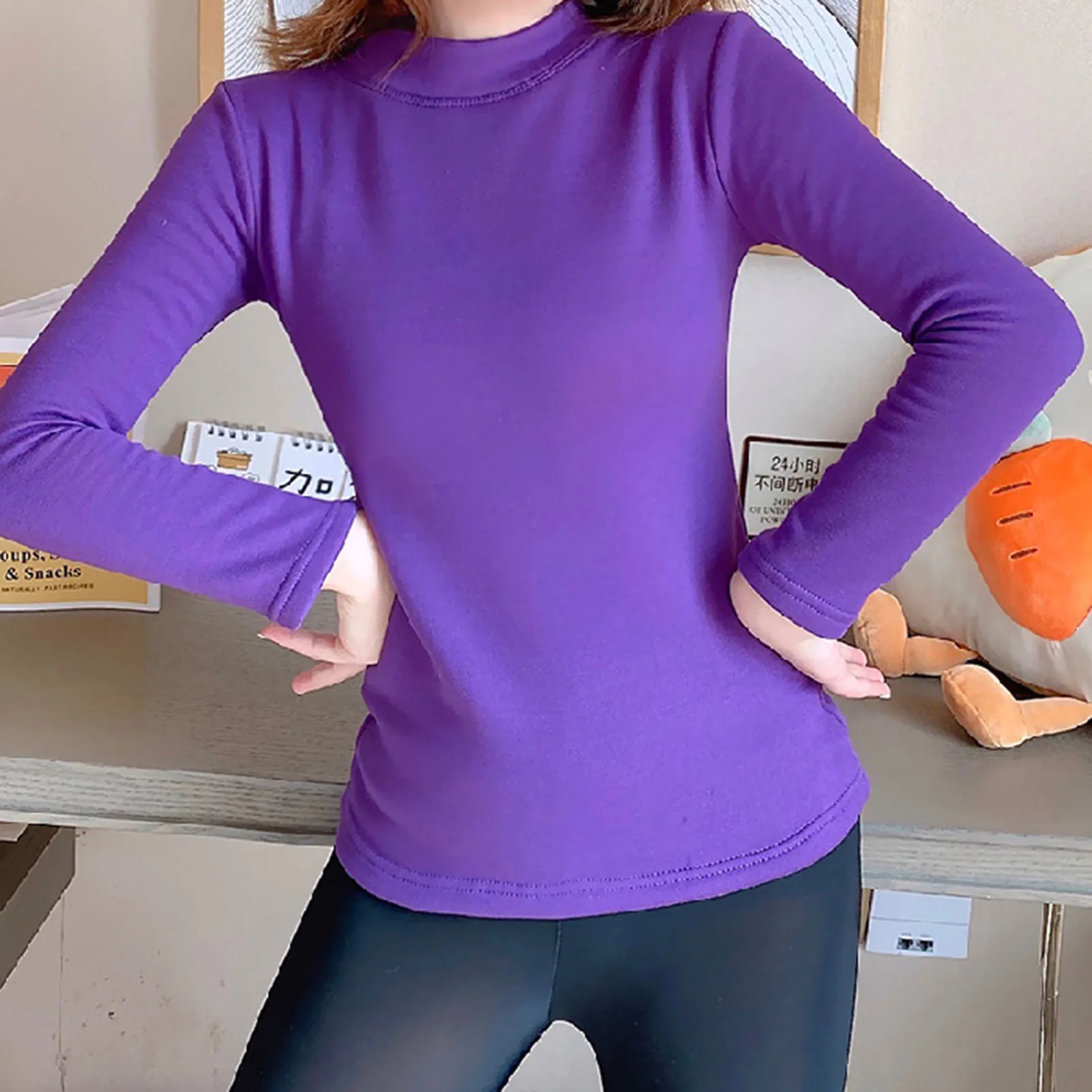 

Pullover Sweater Thermal Mock Neck For Girl