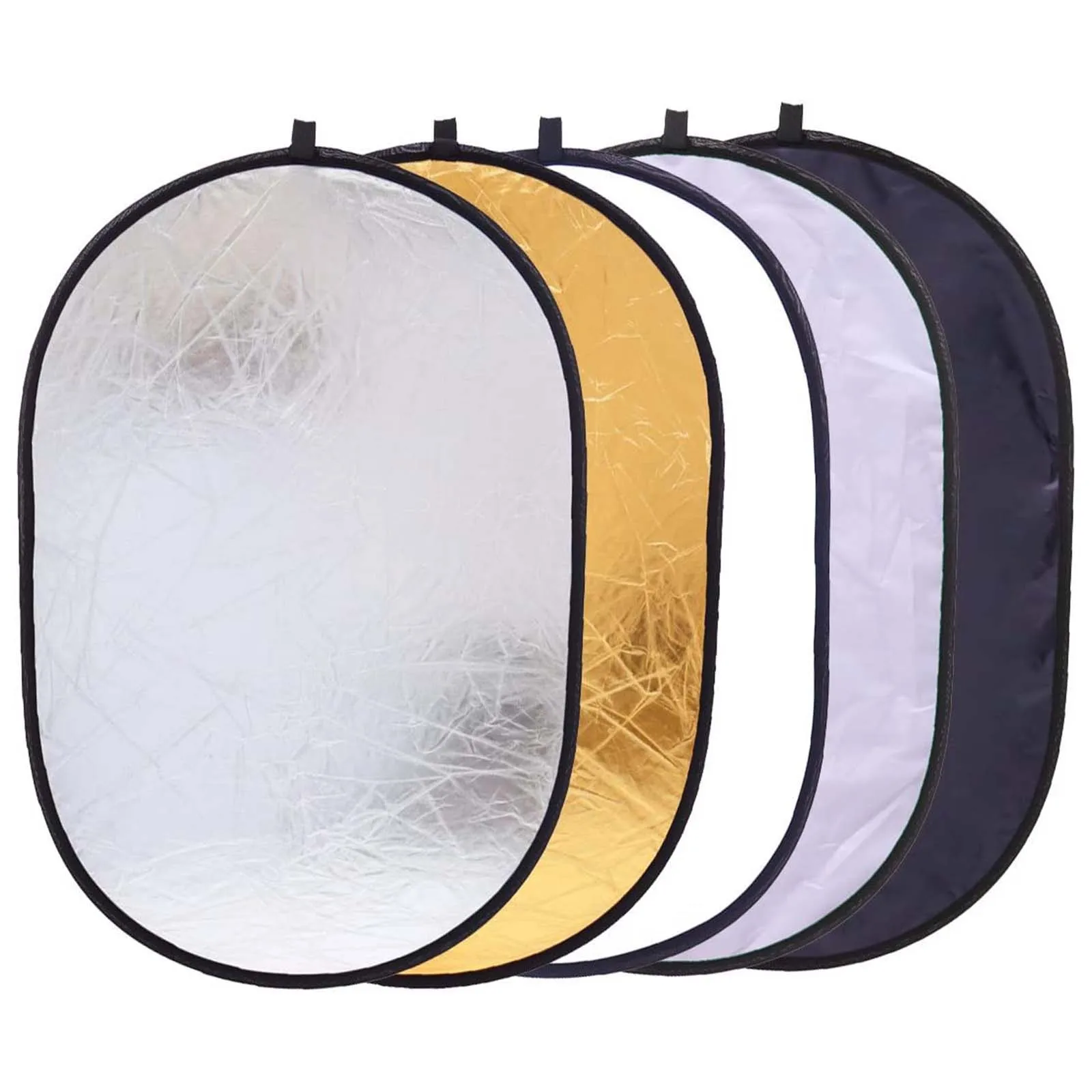 

60x90cm 5in1 Reflector Photography Collapsible Portable Light Diffuser Oval Photo Multi Color Silvery Black