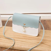pearl pendant fashion shoulder bag for women simple pu cross body bag solid color messenger bag lady travel small handbag