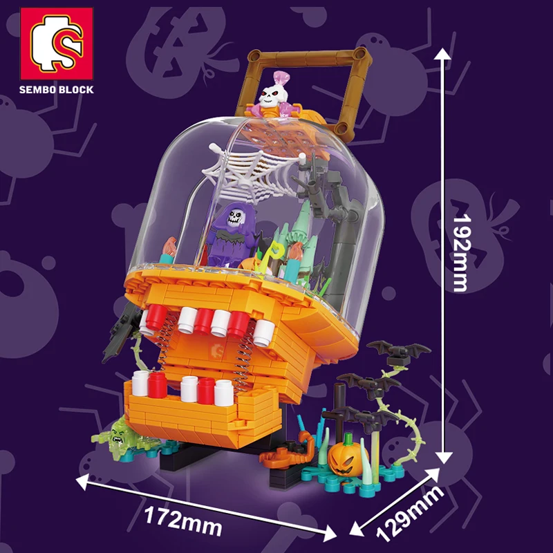 

SEMBO Halloween Pumpkin Lantern Toys Bricks Party Building Blocks Rotate DIY Roleplay STEM Model Kits Gifts Child Adults
