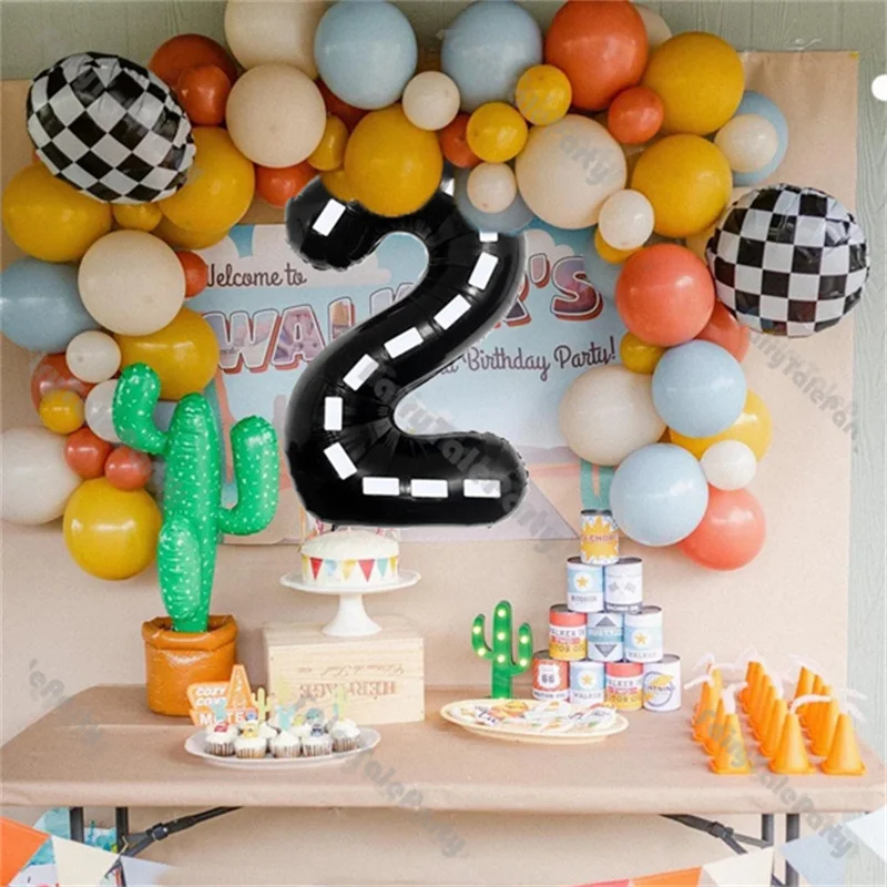 

Детский набор гоночный автомобиль, украшения для 1-й вечеринки в честь Дня Рождения, 40 дюймов, цифры-Воздушные шары, Декор, детский праздник