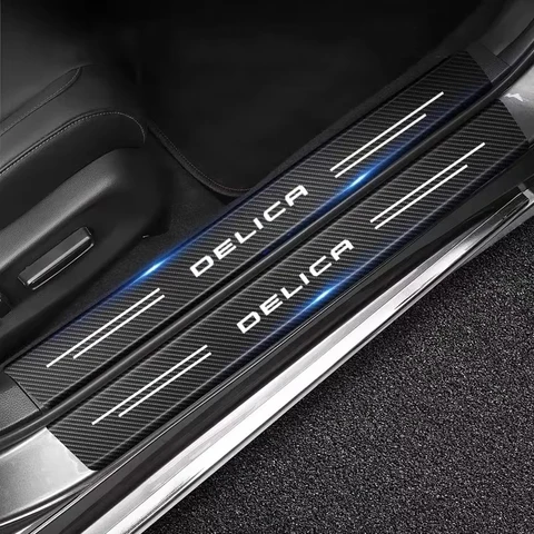 4/5Pcs Car Door Threshold Stickers Decal Rear Trunk Protective Strip For Mitsubishi Delica D5 L400 Auto Decoration Accessories