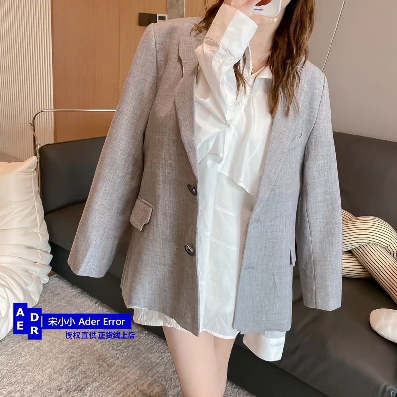 Korean High quality New Style Suit Fall Loose Silhouette Burn Design Premium Top Casual Men's and Women's Long Sleeve Suit Coat