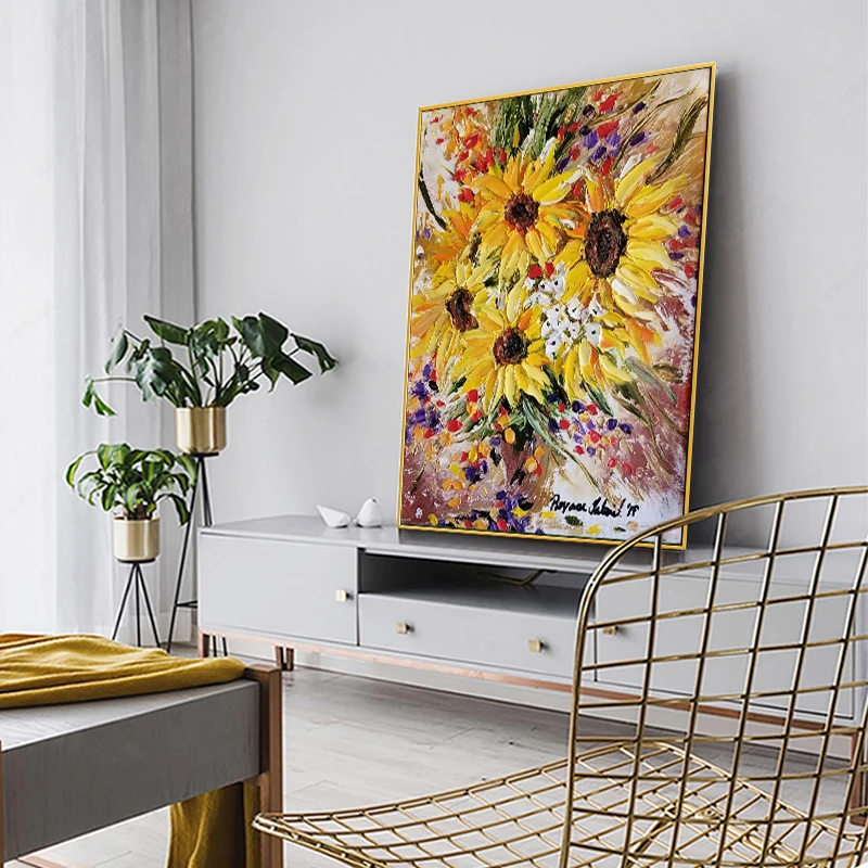 Ручная роспись акрилового холста с подсолнухом гостиная спальня коридор