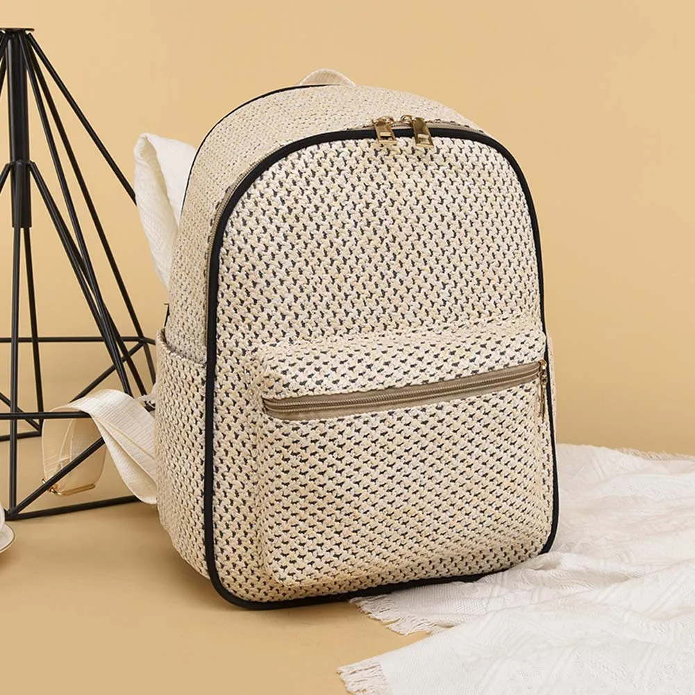 Соломенный пляжный рюкзак для женщин плетеная школьная сумка ручной работы книг