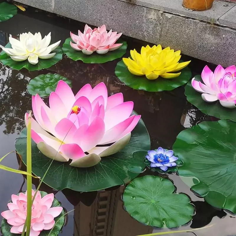 

NEW2023 7pcs Artificial Lotus Decors Pool Water Surface Lotus Decors Fake Lotus Decors Garden Yard Decor Fake Flower