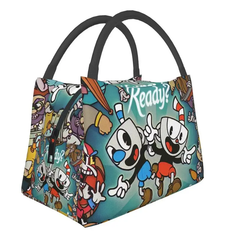 

Горячая игра мультфильм Cuphead Mugman термальная изолированная сумка для ланча Портативная сумка для ланча для улицы пикника многофункциональн...