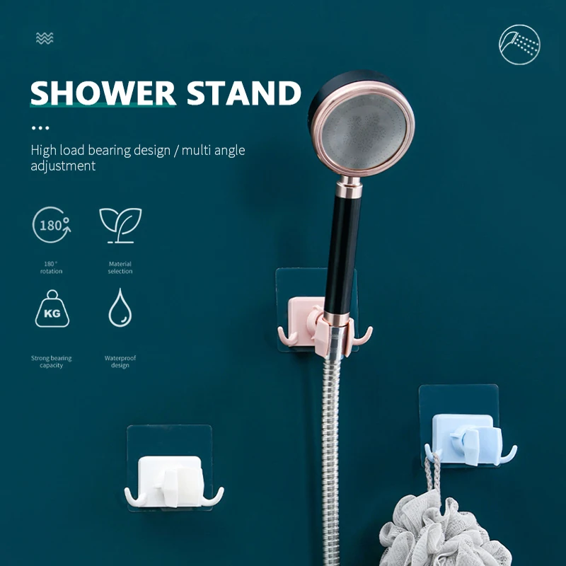 

Universal Shower Bracket Hand Shower Holder Adjustable Shower Mounting Brackets Showerhead Rack Punch-free Bathroom Supplies