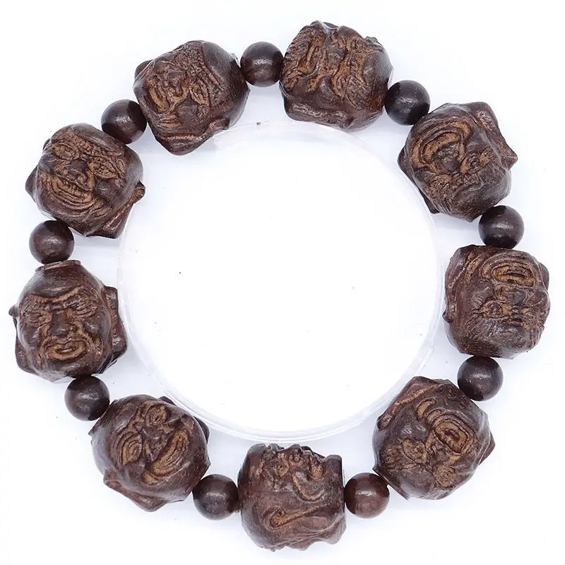Crafts Natural Agarwood Bracelet Blackwood Carved Dragon Beads Beads Bracelet Gift Bead Accessories Bracelet for Men and Women