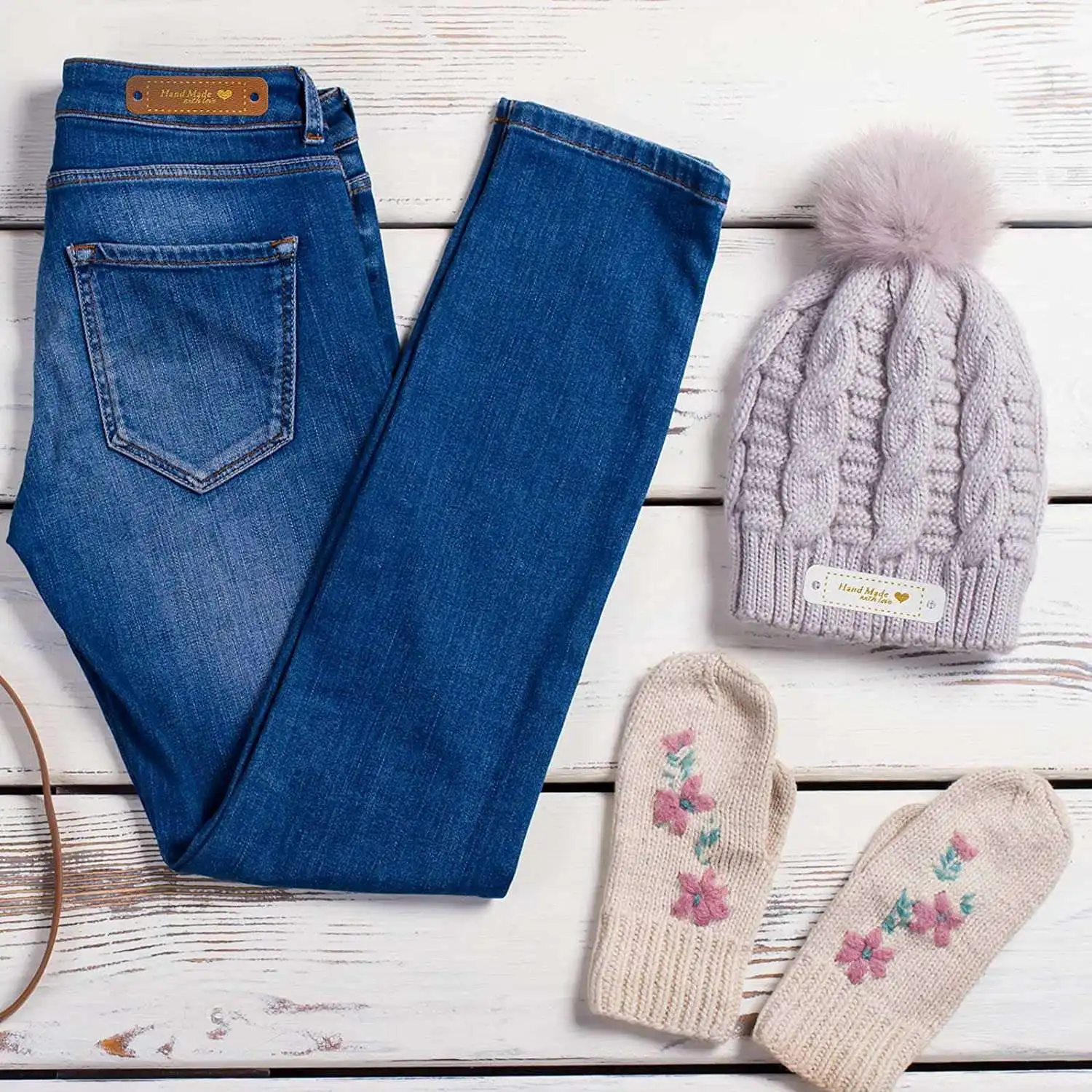 60 шт. ярлыки ручной работы из искусственной кожи