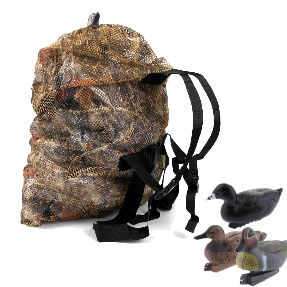 

GUGULUZA Waterfowl Mesh Decoy Bag Duck Goose Turkey Decoys Hunting Bags Large Capacity Bait Bag Camouflage Decoy Backpack