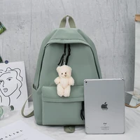 2022 simple female backpack women canval school bag for teenage girl casual shouldersolid color rucksack quality travel