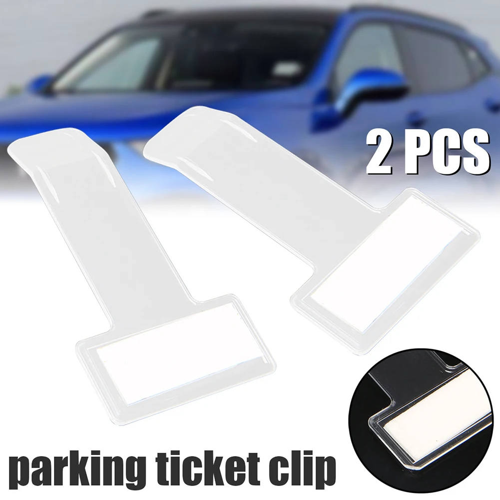 

2pcs Parking Ticket Clip Car Windscreen Parking Ticket Receipt Permit Card Holder Sticker Accessories 7.4x3.95x0.1cm