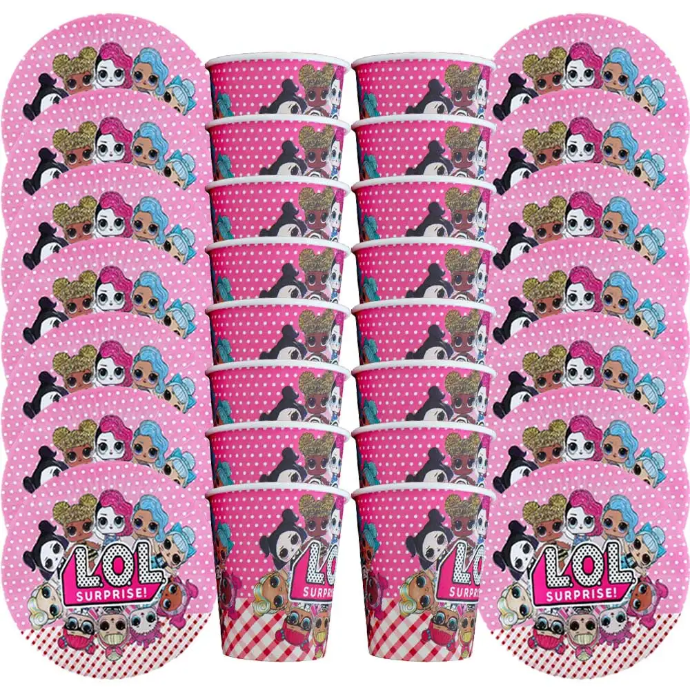 

Surprise Dolls Theme Birthday Party Supplies Disposable Tableware Set Cup Latex Balloon Baby Shower For Girls Party Decoration