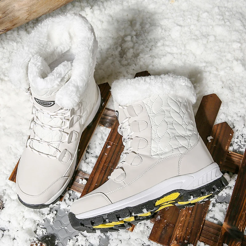 Winter Women Boots Keep Warm Mid-Calf Snow Boots Lace-up Comfortable Outdoor Shoes Non-slip Casual Short Boots