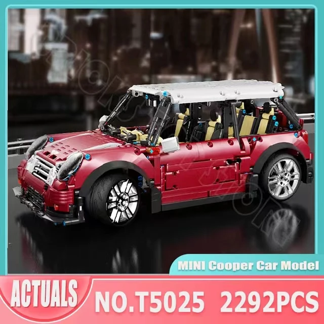 

Red Sports Car MINI Cooper Technical Building Blocks Bricks Speed Champions Assembling Model Toys for Children Christmas Gift