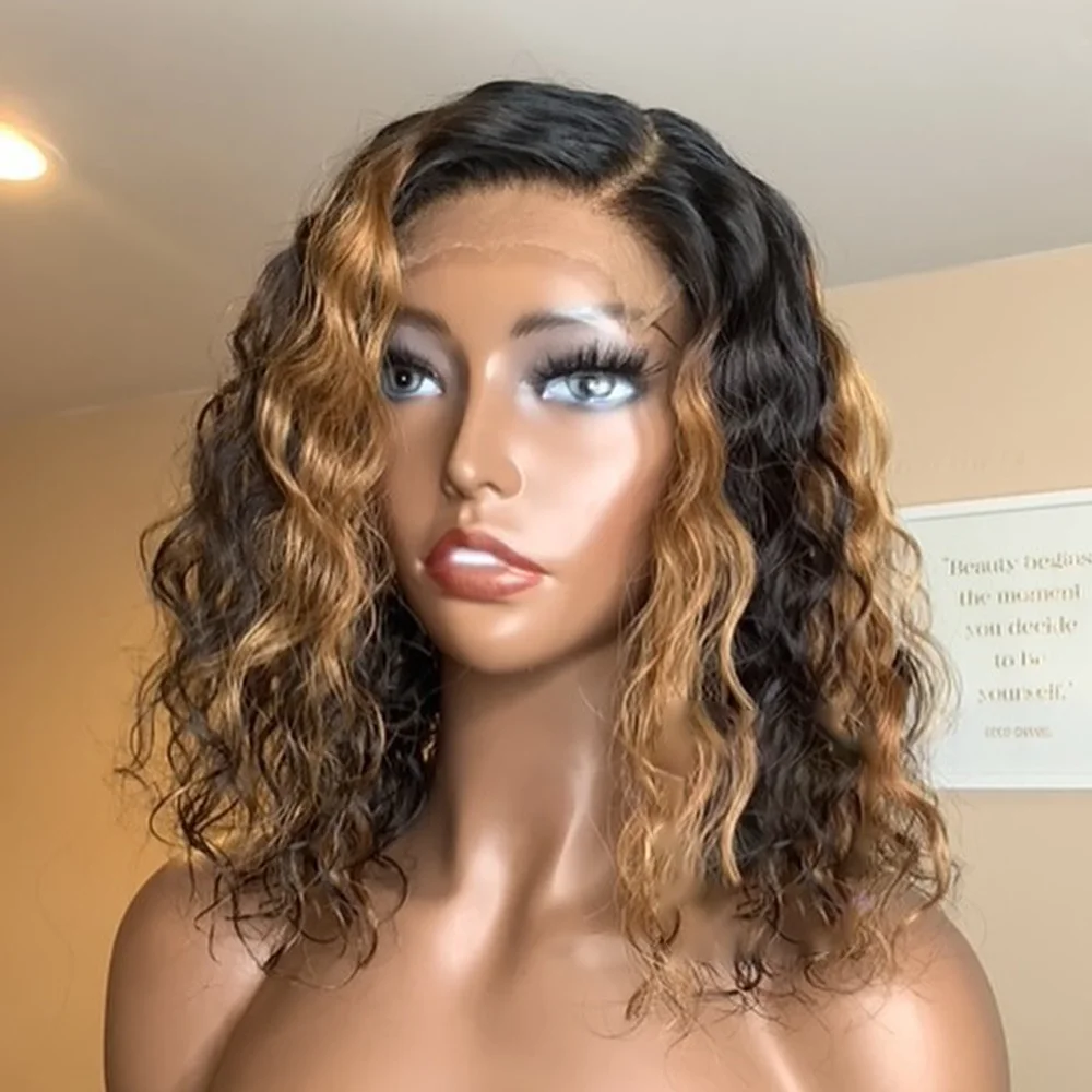 

Highlight Bob Wig Human Hair Blonde Curly Hair 13x4 Lace Front Loose Wave Wig On Sale Peruvian Lace Frontal Wigs For Women 150%