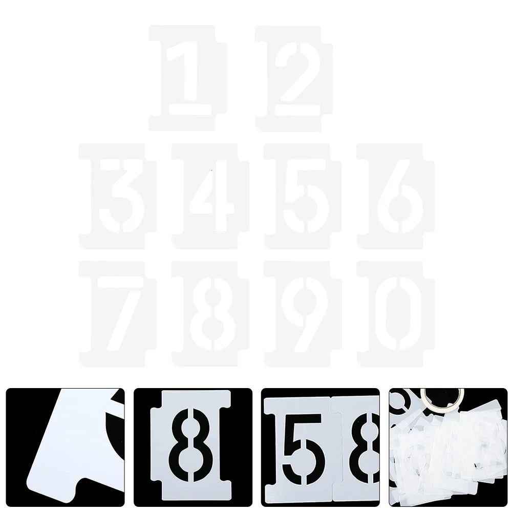 

2 Sets Suite Hollow Numbers Letter Mold Ornament Kits The Pet Spray Stencils Mailbox
