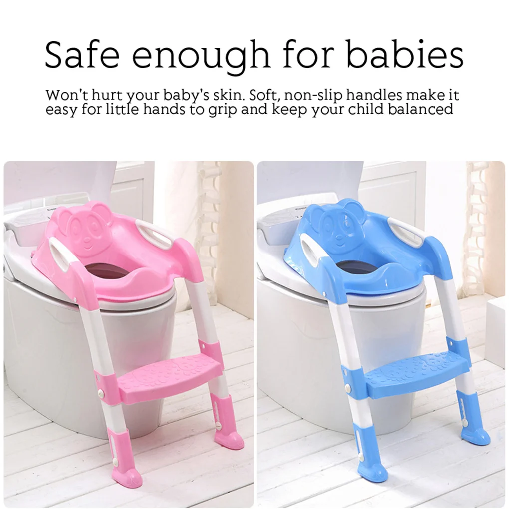 Toilet Non-slip Wide Step Stool With Handles For Kids Baby Toddler  Blue