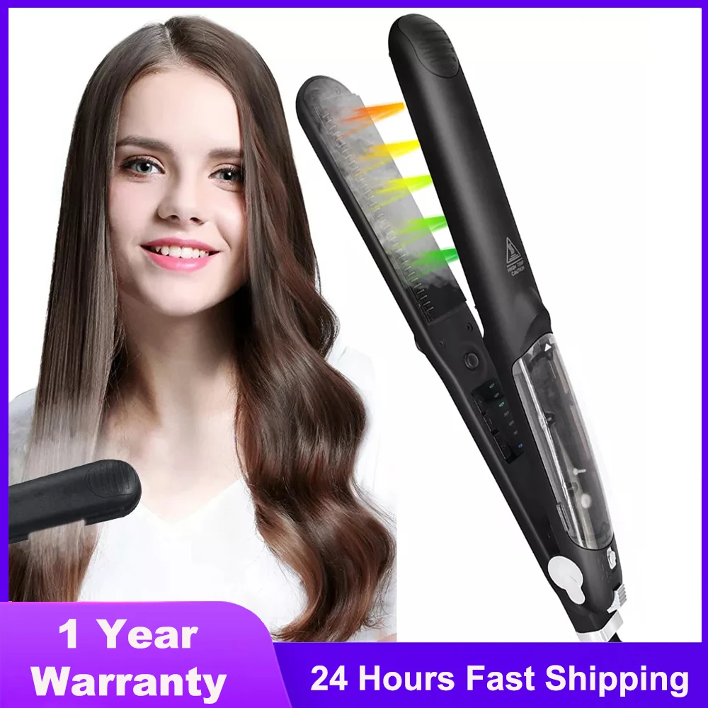 

Steam Hair Straightener Brush Titanium Ceramic Flat Iron Vapor Professional Electric Hair Comb Hair Straightening Iron Brush