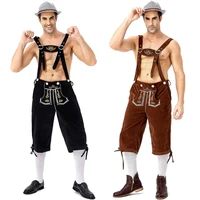 oktoberfest german bavarian lederhosen shorts outfit overalls hat suspenders shorts set men carnival the munich costume