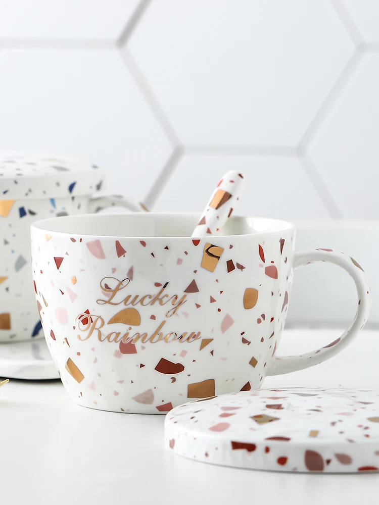 

1100ml Creative Ceramic Mug With Cover Special Slotted Cup Breakfast bowl Mug Home Office Fancy Gift for Tea Drinker