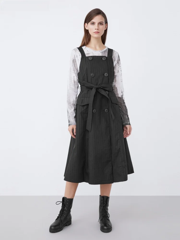 Sdeer SINCEREDO Женская одежда Весенне-осенняя Ретро повседневное двубортное платье с