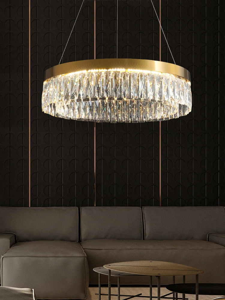 Высокопрозрачная интерьерная декоративная круглая Звездная Золотая люстра в