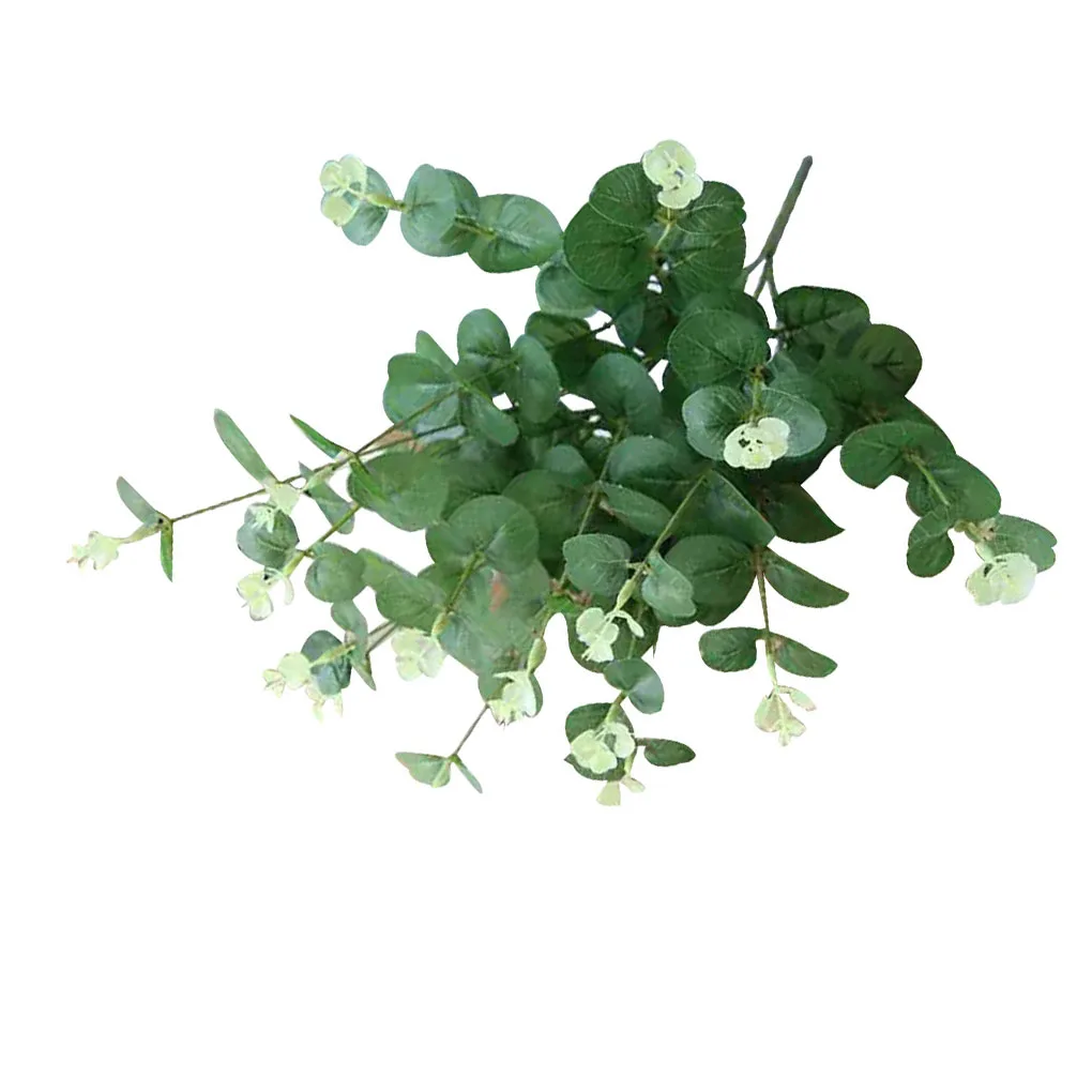 

Artificial Flower 4 Branches Fake Flower with Leaves Green Silk Eucalyptus Leaf for Home Decor Wedding Plants Decoration