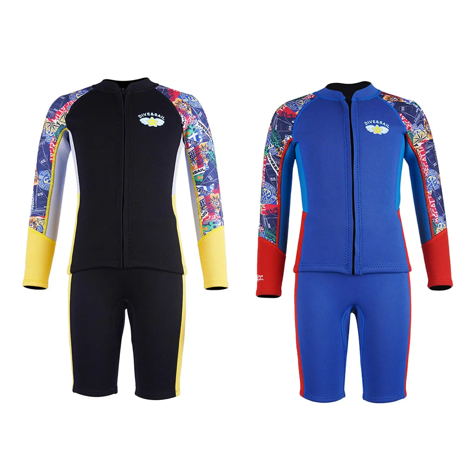 

Split Wetsuit Kids Keep Warm Front Zip Wet Suit for Snorkeling Beach Boating