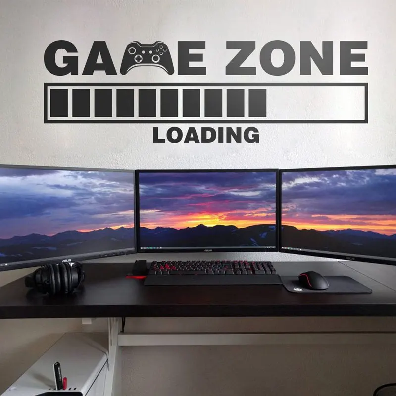 

Game Room Home Decor Computer Video Game Zone Loading Decal Wall Quote Mural Gamer Sign Vinyl Wall Sticker Playroom Decor