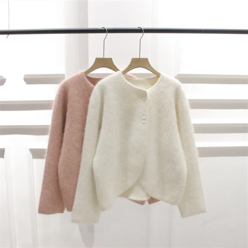 

High Quality Women's Winter Soft Knitted Coat Solid Fashion High Street Single Breasted Sweater Jacket Female Outerwear T364