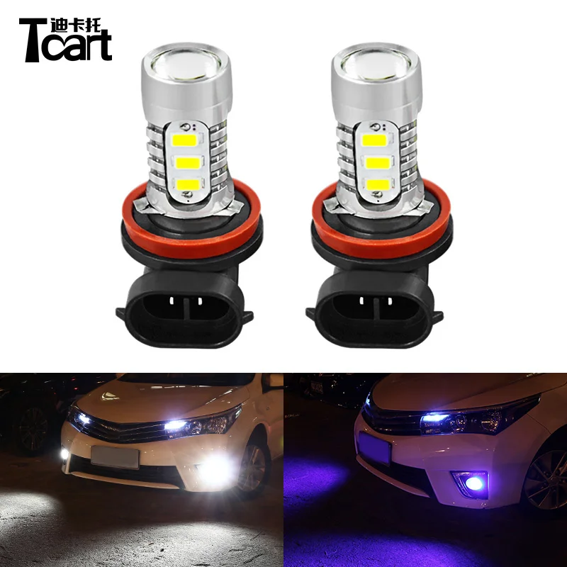 

Tcart 2 шт. автомобильные H11 5730 15SMD Противотуманные фары Автомобильные светодиодные лампы для Toyota Corolla E150 аксессуары E160 E170 2008 2011 2018