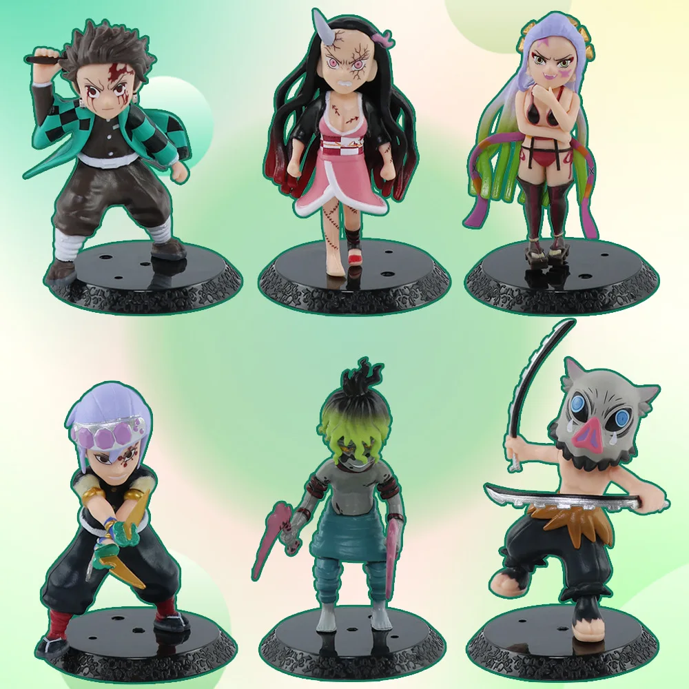 

6pcs/set 8-10cm Demon Slayer Kamado Tanjirou Kamado Nezuko Uzui Tengen Daki Giyuutarou Action figure toys doll Christmas gift