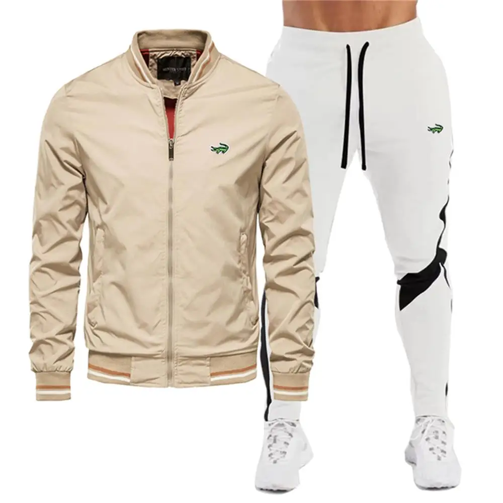 Mens New Casual Sports Baseball Jersey Colored Jacket+Pants Set s-3xl