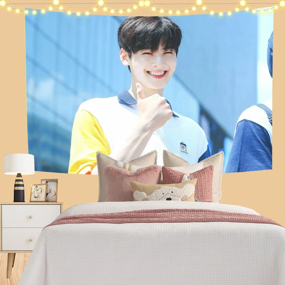 3x5ft Eun Woo Tapestry Concert Banner Wall Hanging American Flag for Bedroom Decor College Dorm Decoration Kawaii Room