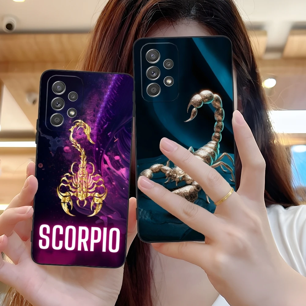 Colored Golden Scorpio Mobile Cell Phone Case for Samsung Galaxy A73 72 71 70 55 54 53 52 35 34 32 23 14 13 5G Black Cover Shell