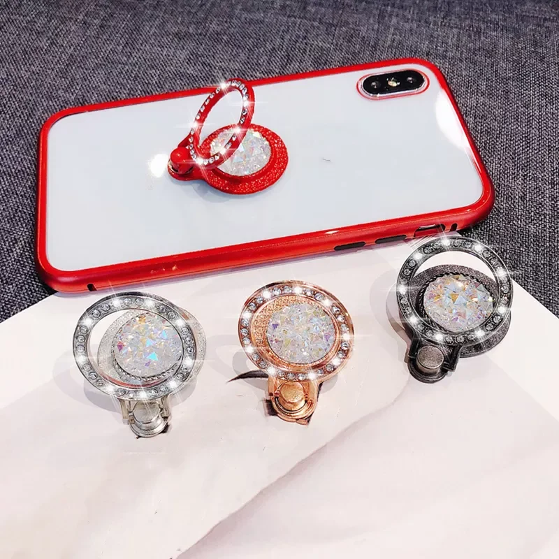 

New Fashion Shiny Rhinestone Phone Ring Stand Finger Holder Gift Mobile Phone Stand Anti-Lost for iPhone iPad Buckle
