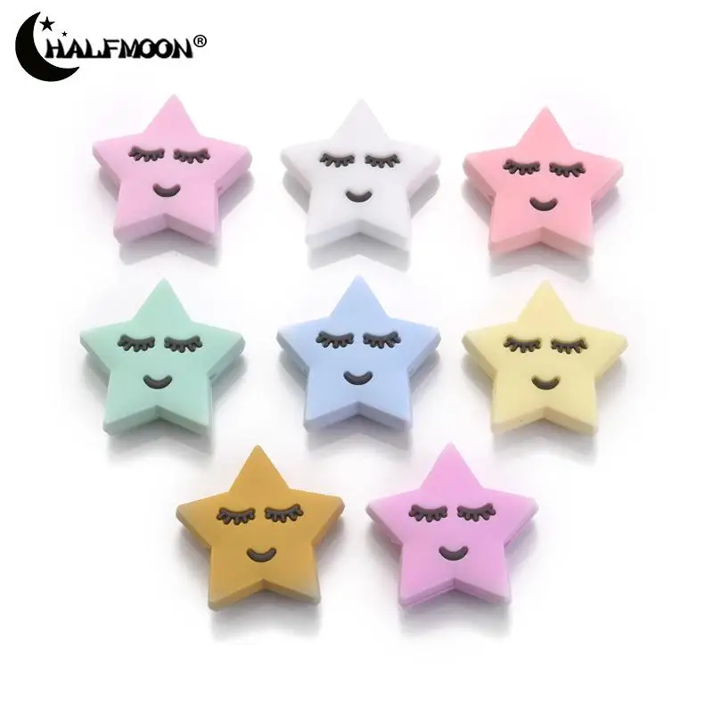 

10pcs Cartoon Pentagram Silicone Beads Baby Teething Necklace Bracelet Toy DIY Food Grade Nursing Pacifier Chain Jewelry Making