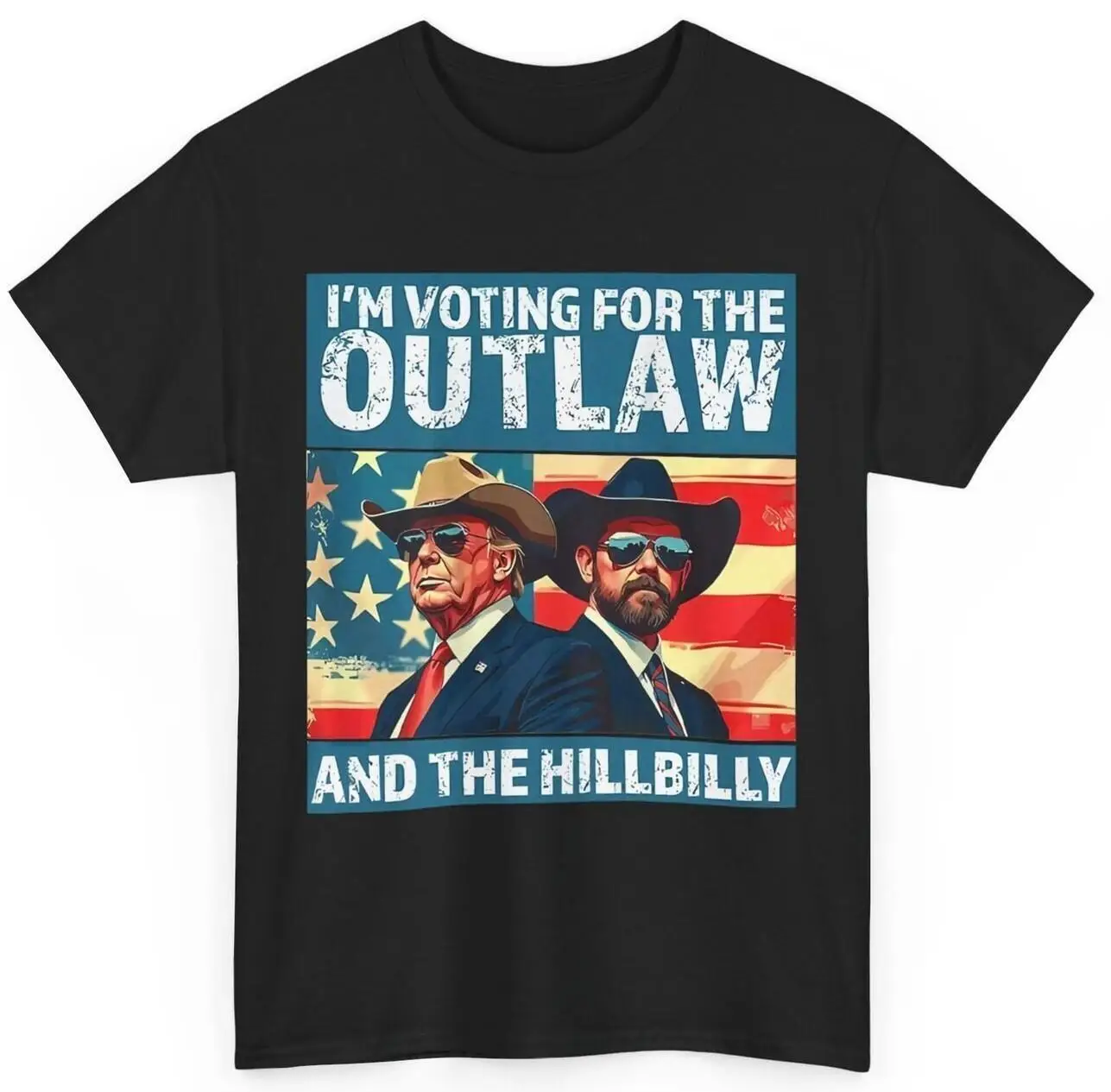 Винтажная рубашка I m Voting For The Outlaw And Hillbilly Футболка Trump 2024