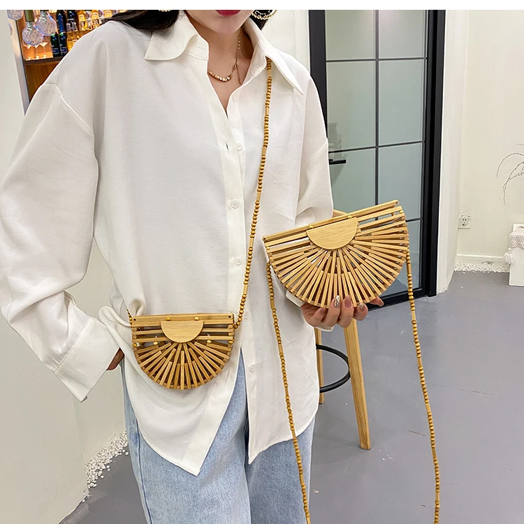 

Дизайнерская летняя роскошная женская сумка с ремнем на плечо, полукруглая бамбуковая плетеная пляжная сумка, Женский кошелек 2022